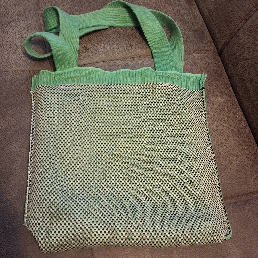 Green Hand Knitted Bunny Tote Bag